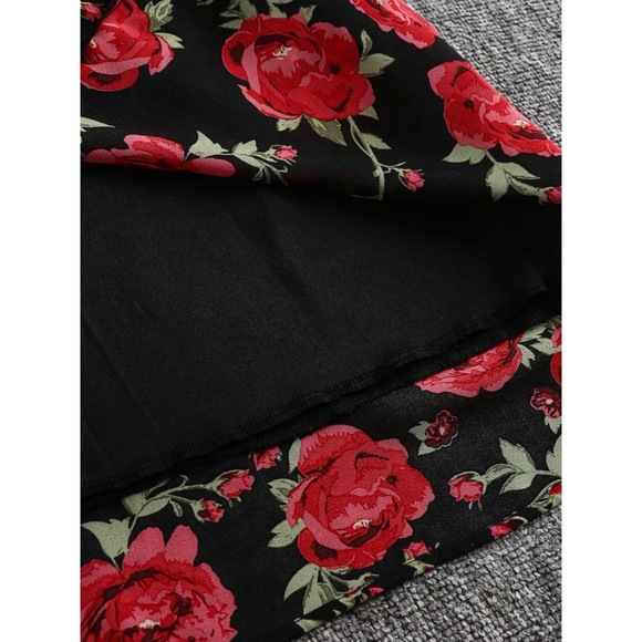 Floral High Waist Spaghetti Strap Dress (0XL) - Picture 5 of 13